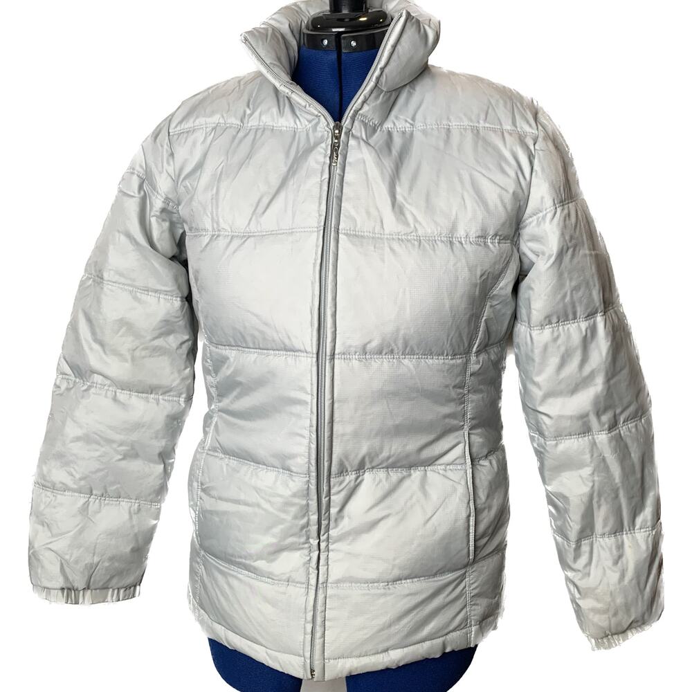 Catalina Coat Puffer Womens Medium 8-10 Gray Zipper Pockets Nylon Down Imperfect